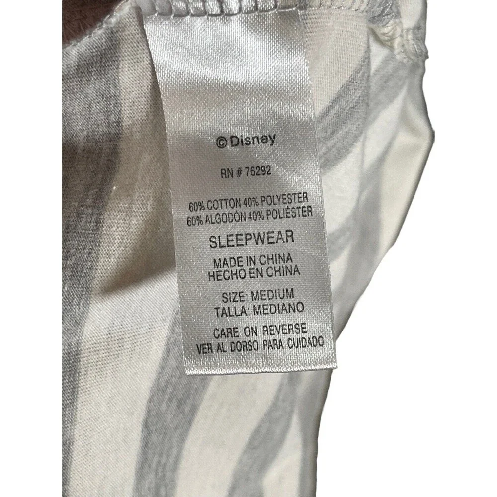 Disney Sleepwear T-Shirt Dress Girls Size Medium White/Gray Striped Short Sleeve - Picture 3 of 8